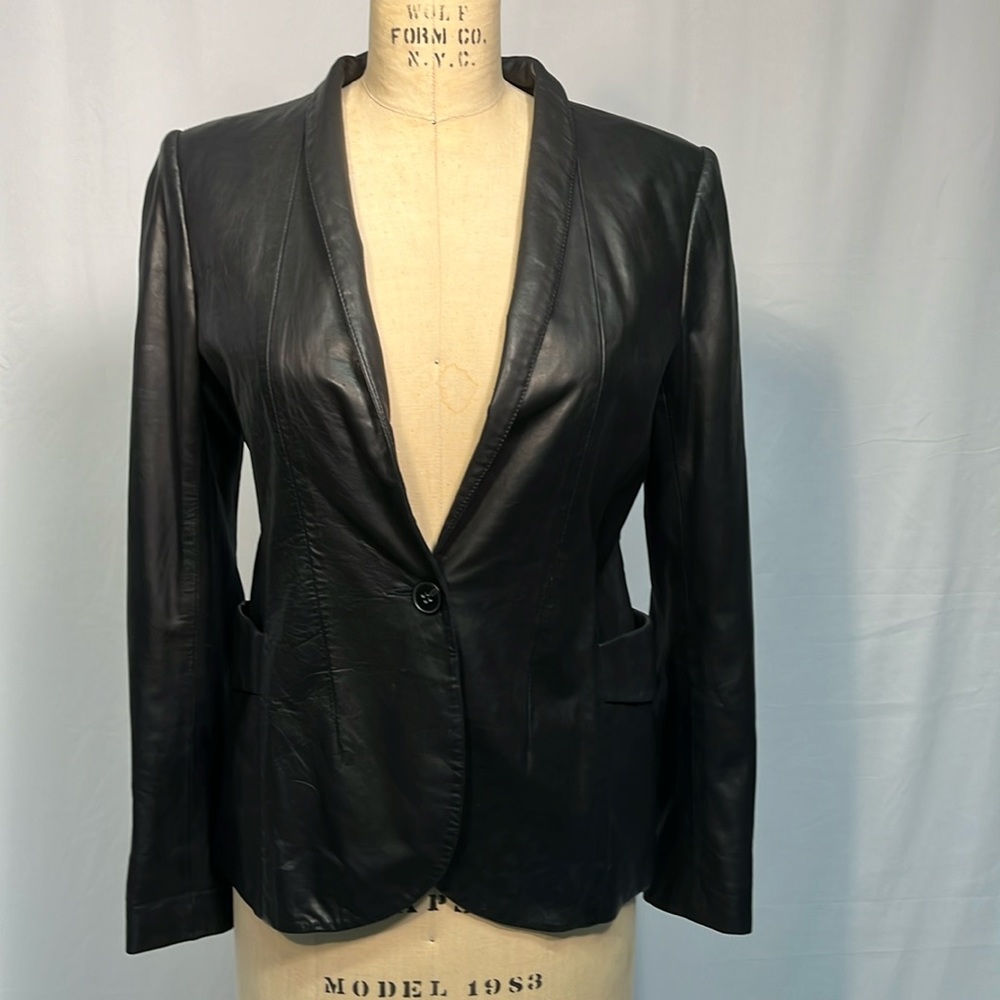 Theory Soft Lambskin Leather Jacket Size 6